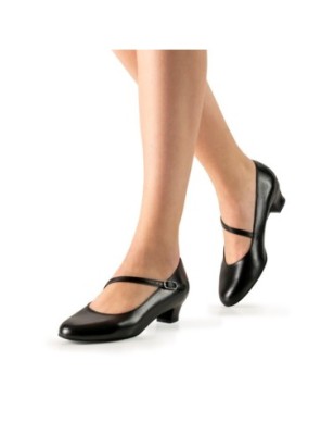 Cindy - Chaussures de danse de salon femme en cuir noir avec coupe en V - Werner Kern