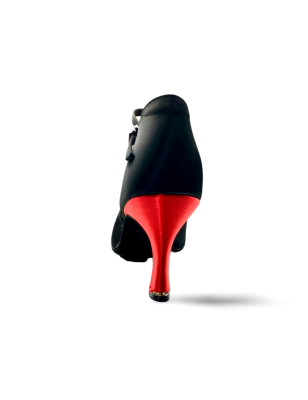 292 - chaussures de tango satin rouge et noir - BD DANCE