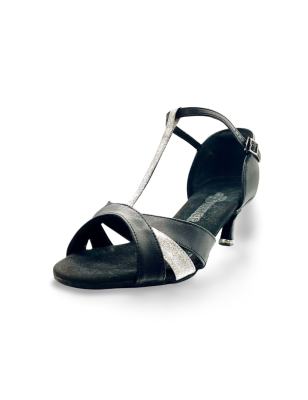 2325 - chaussures de danse cuir noir et argent - BD DANCE