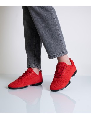 190-Bold - Baskets pour femme bi-semelle en tricot mesh de couleur rouge - Anna Kern