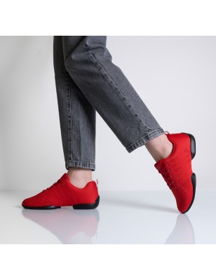 190-Bold - Baskets pour femme bi-semelle en tricot mesh de couleur rouge - Anna Kern