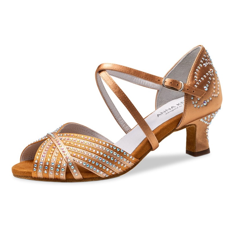 Esmee 50 - Chaussures de danse ouvertes en satin avec strass - Anna Kern