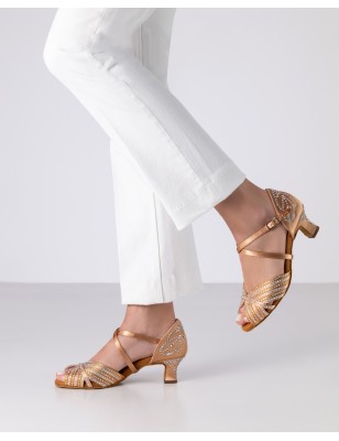 Esmee 50 - Chaussures de danse ouvertes en satin avec strass - Anna Kern