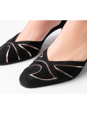 Heather 55 - Chaussures de danse fermées noires détails dorés - Werner Kern