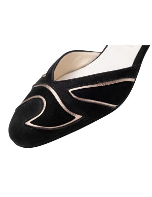 Heather 55 - Chaussures de danse fermées noires détails dorés - Werner Kern