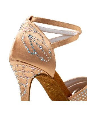 Louve 75 - Chaussures de danse ouvertes en satin avec strass - Anna Kern