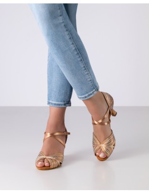 Mireille 60 - Chaussures de danse ouvertes en satin avec strass - Anna Kern