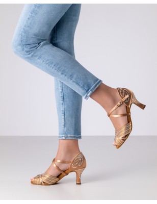 Mireille 60 - Chaussures de danse ouvertes en satin avec strass - Anna Kern