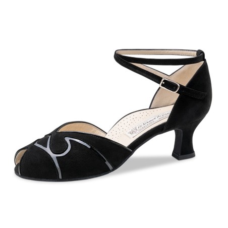 Nellie - Chaussures de danse noire semi ouvertes talon 5cm pour femmes - Werner Kern