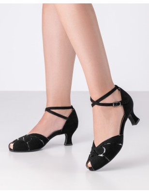 Nellie - Chaussures de danse noire semi ouvertes talon 5cm pour femmes - Werner Kern