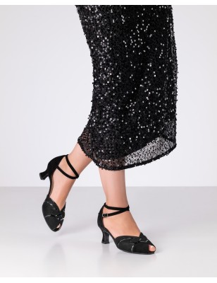 Nellie - Chaussures de danse noire semi ouvertes talon 5cm pour femmes - Werner Kern