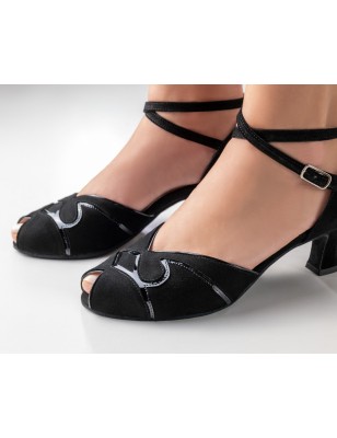 Nellie - Chaussures de danse noire semi ouvertes talon 5cm pour femmes - Werner Kern