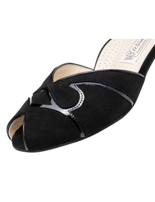 Nellie - Chaussures de danse noire semi ouvertes talon 5cm pour femmes - Werner Kern