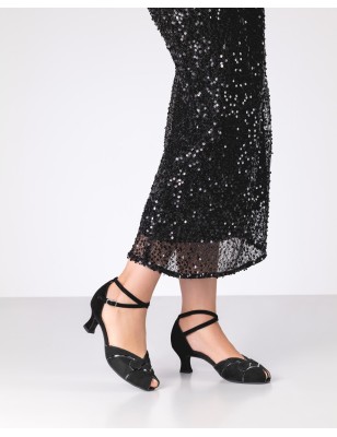 Nellie - Chaussures de danse noire semi ouvertes talon 5cm pour femmes - Werner Kern