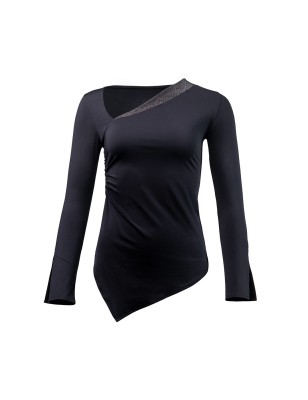 Rida - Haut de danse noire maches longues coupe asymétrique - Werner Kern