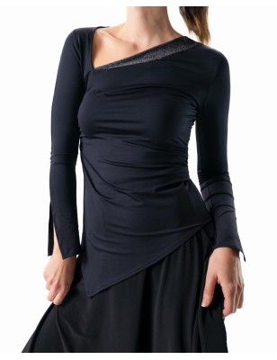 Rida - Haut de danse noire maches longues coupe asymétrique - Werner Kern