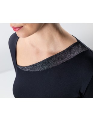 Rida - Haut de danse noire maches longues coupe asymétrique - Werner Kern