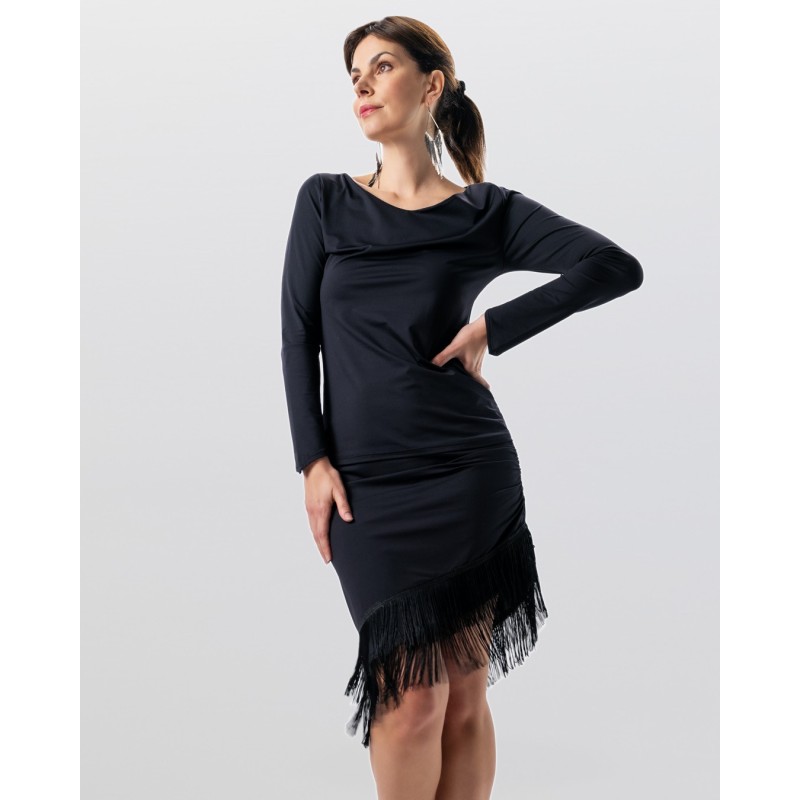 Suki - Haut de danse noire  maches longues et col en V - Werner Kern