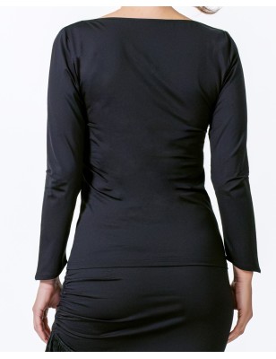 Suki - Haut de danse noire  maches longues et col en V - Werner Kern