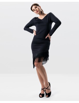 Suki - Haut de danse noire  maches longues et col en V - Werner Kern