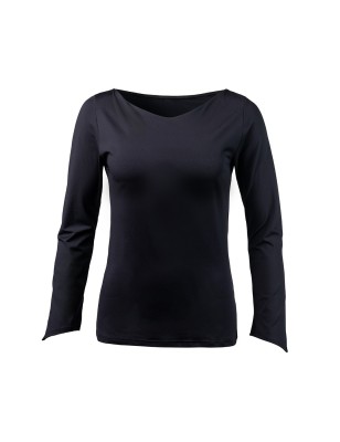 Suki - Haut de danse noire  maches longues et col en V - Werner Kern