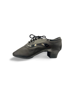 DB479 - Chassures danse latine homme cuir avec liseré vernis - DanseBoutique