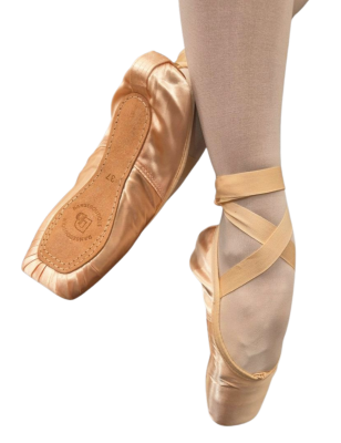 Pointes danse classique debutantes STUDIO 1 DanseBoutique en satin saumon avec semelle visible