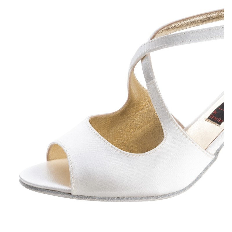 Mable Chaussures de Mariage Ouverte en Satin Blanc Nueva Epoca