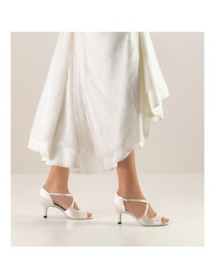 Mable - Chaussures de Mariage Ouverte en Satin Blanc - Nueva Epoca