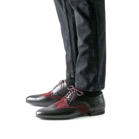 Firenze 28053 - Chaussures de danse pour homme en cuir noir à motif perforé et daim bordeaux - Werner Kern