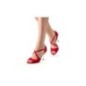 Flavia - Chaussures de salsa/tango en nubuck rouge et talons laqué - Nueva Epoca