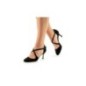 Tanja LS  - Chaussures de danse fermées en nubuck noir à talons 6 cm et semelle lisse - Nueva Epoca