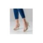 Scarlet LS - Chaussures de danse ouvertes dorées et brocart argentée à lanières croisées - Nueva Epoca Scarlet LS - Chaussures de danse ouvertes dorées et brocart argentée à lanières croisées - Nueva Epoca