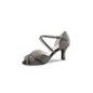 Delphine 780-60 - Chaussure de danse à bride croisée en pailleté noir argenté et daim noir - Anna Kern
