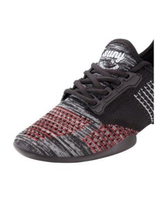 115-Pureflex - Baskets bi-semelle rouge et grise pour femme en tricot mesh - Anna Kern
