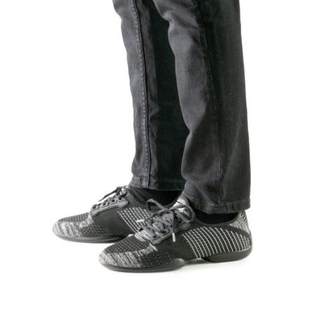 4010-Pureflex - Basket pour homme bi-semelle en tricot mesh et coloris noir et blanc
