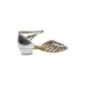 008-035-013 - Chaussures de danse argentées à lanières, talon bloc 2,8cm - Diamant