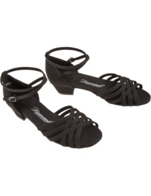 008-035-335 - Chaussures de danse en microfibre noire à lanières, talon bloc 2,8cm - Diamant