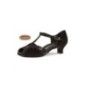 019-011-208 - Chaussures de danse en nubuck noir, semelle confort, talon bobine 4,2cm - Diamant