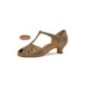 019-011-311 - Chaussures de danse en cuir bronze, semelle confort, talon 4cm - Diamant