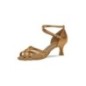 035-077-087 - Chaussures de danse en satin bronze et résille, talon 5cm - Diamant