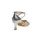 035-087-013 - Chaussures de danse argentée et résille, talon 6,5cm - Diamant