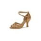 035-108-087 - Chaussures de danse en satin bronze et résille, talon 7cm -  Diamant