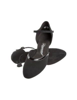 049-106-106 - Chaussures de danse fermées noires, talons flare 5cm - Diamant