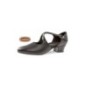 052-102-034 - Chaussures de danse en cuir noir, semelle confort, talon 3,7cm - Diamant