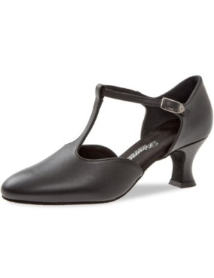 053-006-034 - Chaussures de danse en cuir noir, talon bobine 5,5cm - Diamant