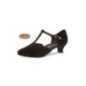 053-014-001- Chaussures de danse pieds larges en nubuck noir, talons 4,2 cm - Diamant