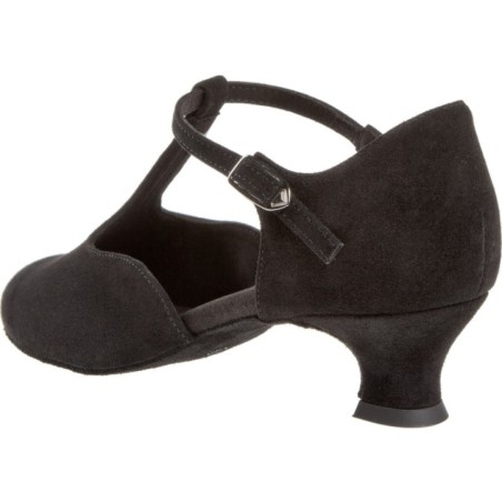 053-014-001- Chaussures de danse pieds larges en nubuck noir, talons 4,2 cm - Diamant