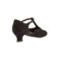 053-014-001- Chaussures de danse pieds larges en nubuck noir, talons 4,2 cm - Diamant