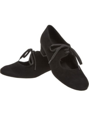 057-029-001 - Chaussures de danse en nubuck noir, semelle confort, talon 3cm - Diamant